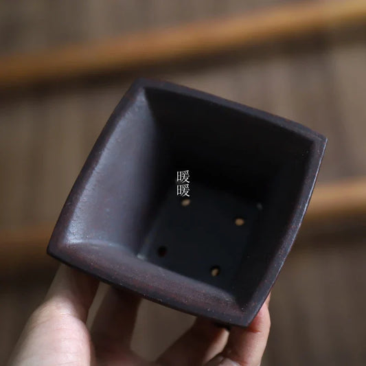 Purple Clay Ceramic Square Bonsai Pot