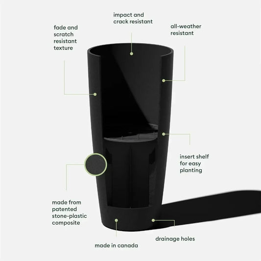 Plastic & Concrete Round Tall Planter